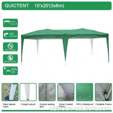 Quictent 10x20 ft Pop Up Canopy Party tent Camping tent Beach Gazebo Heavy duty Height Adjustable Waterproof No Sidewalls Red